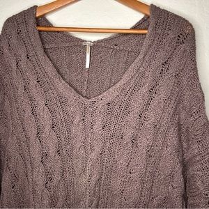 Free people long knit purple sweater